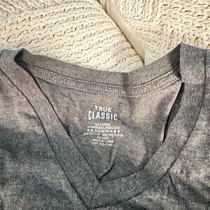 True Classic Dark Gray V-Neck T-Shirt XXL | Soft Stretch Basic Tee